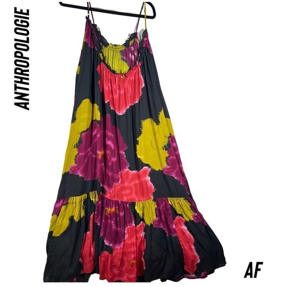 ANTHROPOLOGIE FLORAL FLOUNCED MAXI COVERUP DRESS NEW SMALL - Picture 3 of 5